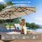 13ft Large Rectangular Outdoor Patio Umbrella with Solar Light, Reversible Outdoor Shade with Crank and Tilt for Garden, Patio, Deck and Pool (Beige)